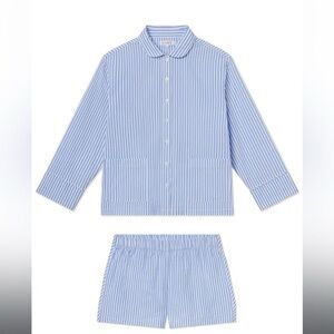 LAKE Pajamas Georgie Pocket Shorts Set in Blue Seersucker